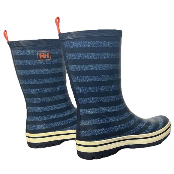 Helly Hansen Rain Boots Rubber‎ Waterproof Midsund 2 Graphic Navy Blue Stripe 7 - Picture 1 of 10